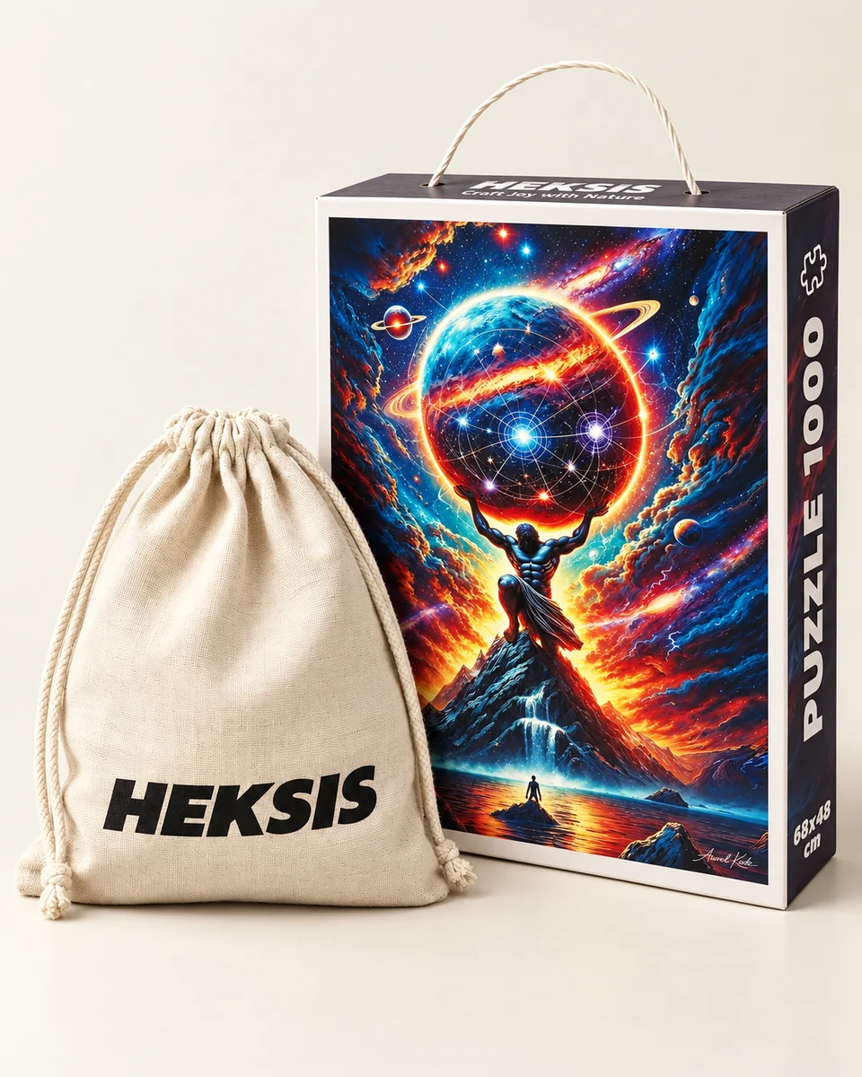 Atlas — confezione puzzle Heksis con sacchetto in cotone