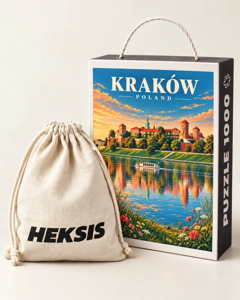 Cracovia — confezione puzzle Heksis con sacchetto in cotone