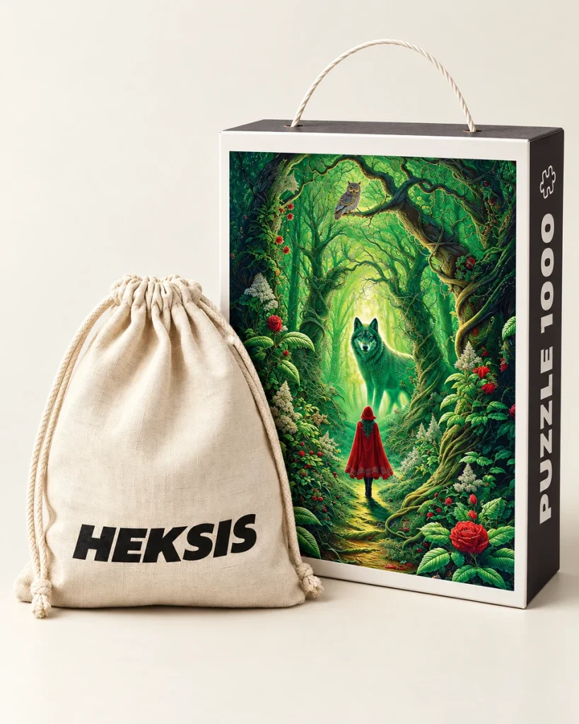 Red Hood — confezione puzzle Heksis con sacchetto in cotone