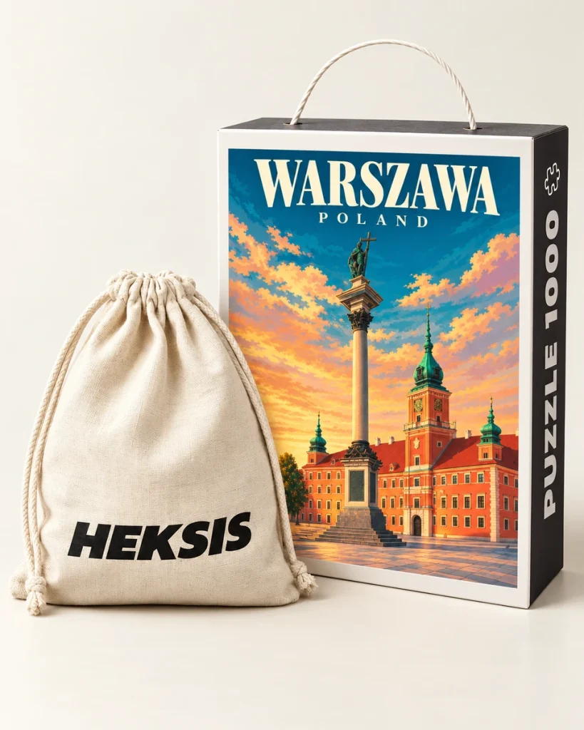 Varsavia — confezione puzzle Heksis con sacchetto in cotone